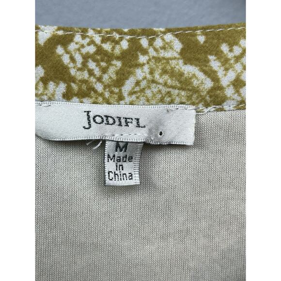 Jodifl Snakeskin‎ Top Womens Medium Flutter sleeve Blouse Green Pullover Animal - Picture 4 of 9